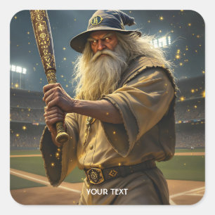 Fantasy Schattigee Honkbal Wizard Bat Vierkante Sticker