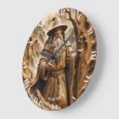 Fantasy Schattigee Houten Carving Wizard Grote Klok (Hoek)