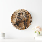 Fantasy Schattigee Houten Carving Wizard Grote Klok (Huis)