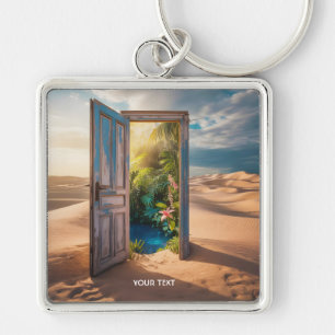 Fantasy Schattigee Houten Deurwoestijn Sleutelhanger
