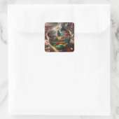 Fantasy Schattigee Japanse Tea Cup Vierkante Sticker (Tas)
