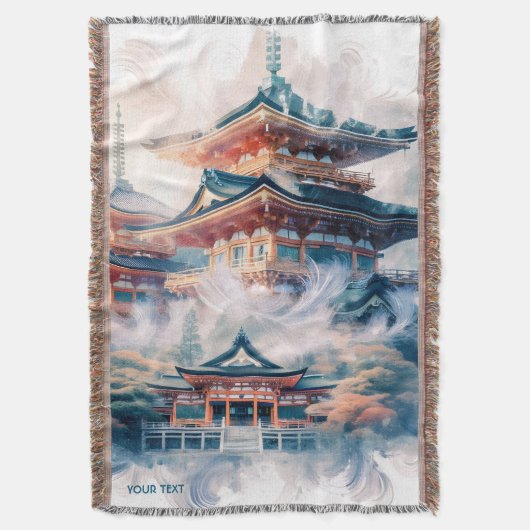 Fantasy Schattigee Japanse Tempel Waterverf Deken (Voorkant Verticaal)