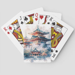 Fantasy Schattigee Japanse Tempel Waterverf Pokerkaarten