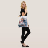 Fantasy Schattigee Japanse Tempel Waterverf Tote Bag (Op model)