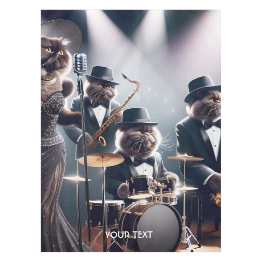 Fantasy Schattigee jazzband Cats Tafelkleed (Voorkant)