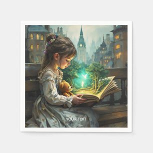 Fantasy Schattigee jonge meisje lezen Servet