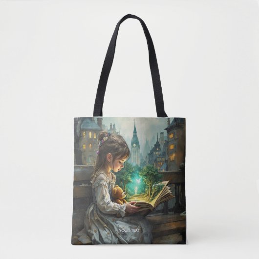 Fantasy Schattigee jonge meisje lezen Tote Bag (Voorkant)