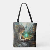 Fantasy Schattigee jonge meisje lezen Tote Bag (Achterkant)
