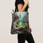 Fantasy Schattigee jonge meisje lezen Tote Bag (Dichtbij)