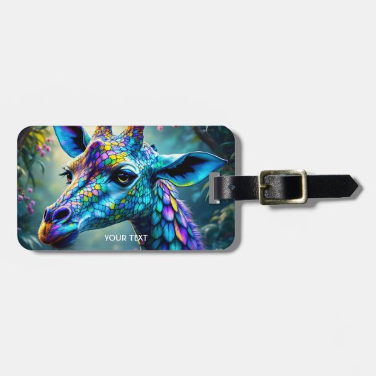 Fantasy Schattigee kameleon als Giraffe Bagagelabel (Voorkant horizontaal)