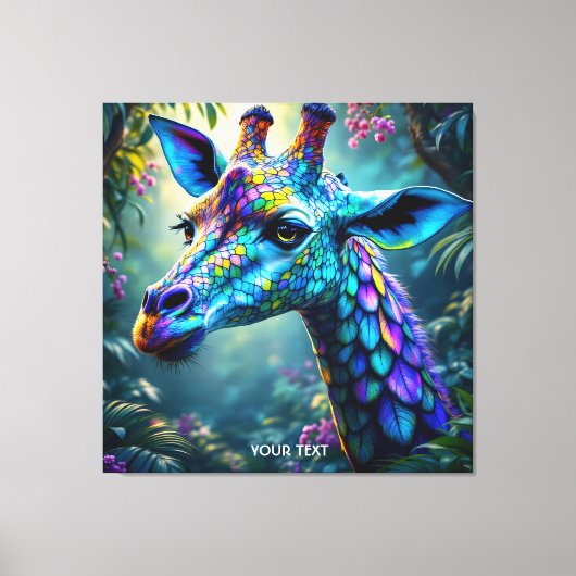 Fantasy Schattigee kameleon als Giraffe Canvas Afdruk (Voorkant)