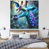 Fantasy Schattigee kameleon als Giraffe Canvas Afdruk (Insitu (Slaapkamer))