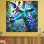 Fantasy Schattigee kameleon als Giraffe Canvas Afdruk (Insitu (Woonkamer))