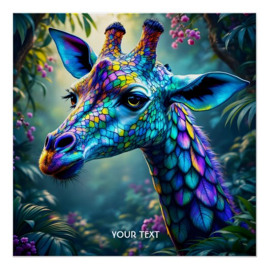 Fantasy Schattigee kameleon als Giraffe Perfect Poster (Voorkant)
