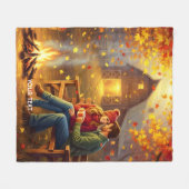 Fantasy Schattigee kampvuur datum land Fleece Deken (Voorkant (Horizontaal))