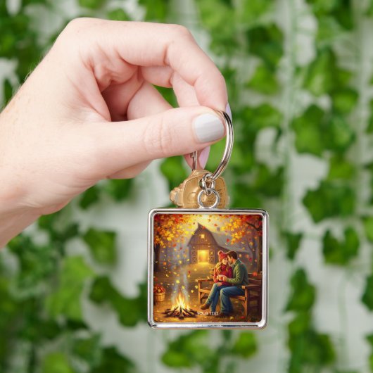 Fantasy Schattigee kampvuur datum land Sleutelhanger (Hand)