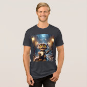 Fantasy Schattigee kat die banjo speelt Tri-Blend Shirt (Voorkant volledig)