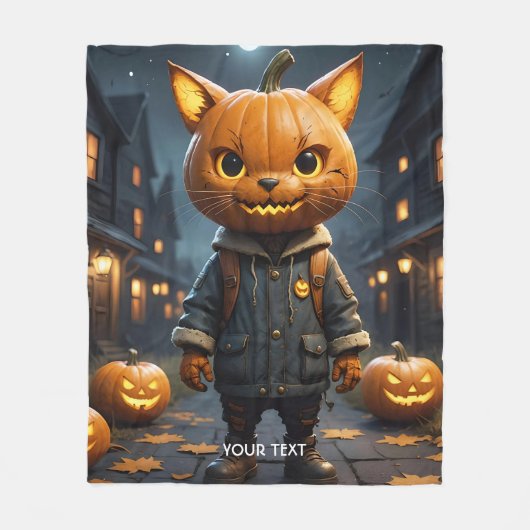 Fantasy Schattigee kat pompoen Halloween Fleece Deken (Voorkant)