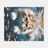 Fantasy Schattigee kat zwemmen onder water Fleece Deken (Voorkant (Horizontaal))