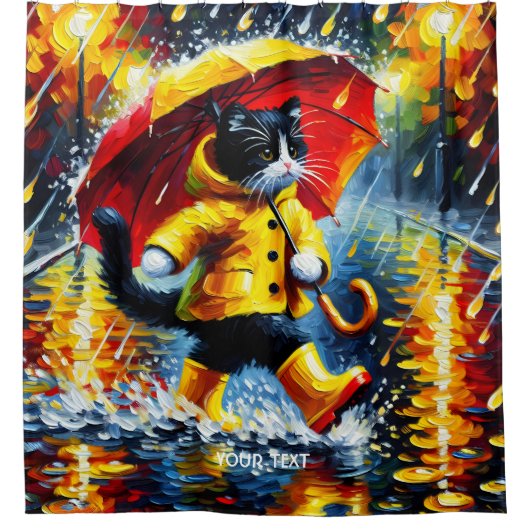 Fantasy Schattigee kattenlaarzen paraplu Douchegordijn (Voorkant)