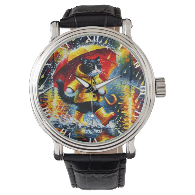 Fantasy Schattigee kattenlaarzen paraplu Horloge (Voorkant)
