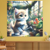 Fantasy Schattigee Kattentuin Bloemen Canvas Afdruk (Insitu (Woonkamer))