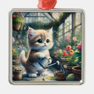 Fantasy Schattigee Kattentuin Bloemen Metalen Ornament