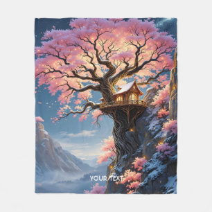 Fantasy Schattigee kersenbloesemboom Fleece Deken