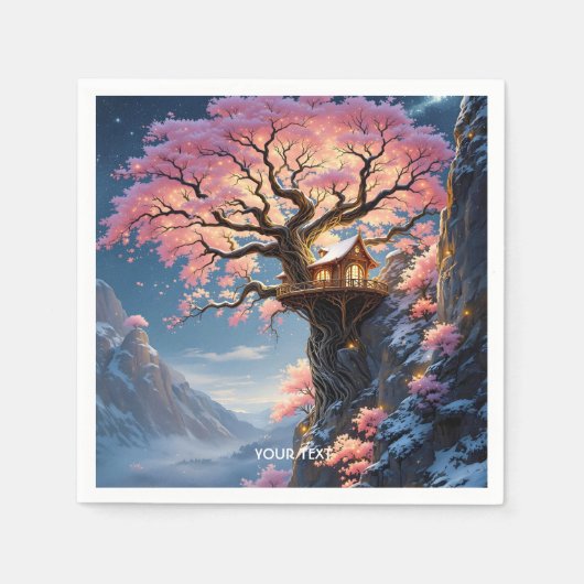 Fantasy Schattigee kersenbloesemboom Servet (Voorkant)