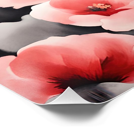 Fantasy Schattigee kitten bloemen tekening Perfect Poster (Hoek)