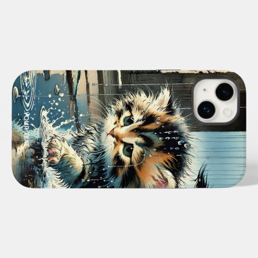 Fantasy Schattigee kitten onder regen Case-Mate iPhone Case (Achterkant (horizontaal))