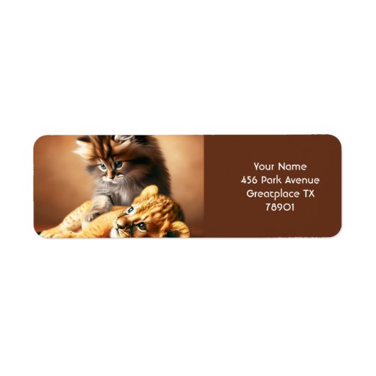 Fantasy Schattigee kitten spelen met tijger Etiket (Voorkant)