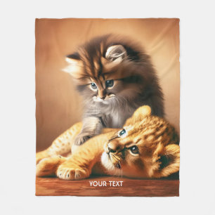 Fantasy Schattigee kitten spelen met tijger Fleece Deken