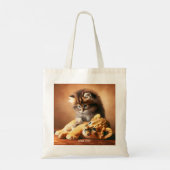 Fantasy Schattigee kitten spelen met tijger Tote Bag (Achterkant)