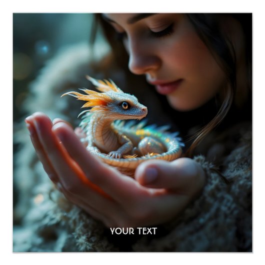 Fantasy Schattigee kleine Baby Dragon Perfect Poster (Voorkant)