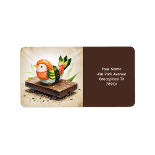 Fantasy Schattigee kleine sushi vogel Etiket