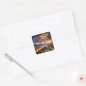 Fantasy Schattigee klok Time Way Vierkante Sticker (Envelop)