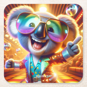Fantasy Schattigee Koala Dancing Disco Kartonnen Onderzetters