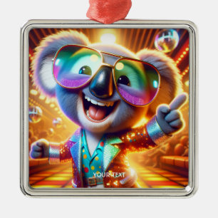 Fantasy Schattigee Koala Dancing Disco Metalen Ornament