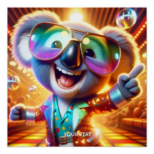 Fantasy Schattigee Koala Dancing Disco Perfect Poster (Voorkant)