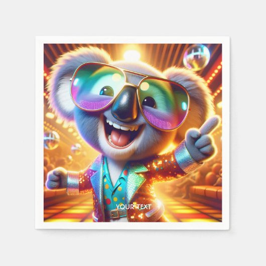Fantasy Schattigee Koala Dancing Disco Servet (Voorkant)