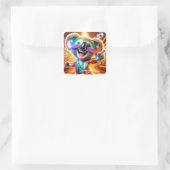 Fantasy Schattigee Koala Dancing Disco Vierkante Sticker (Tas)