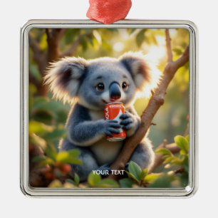 Fantasy Schattigee Koala Drinken Tree Metalen Ornament