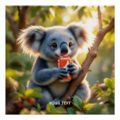 Fantasy Schattigee Koala Drinken Tree Perfect Poster (Voorkant)