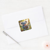 Fantasy Schattigee Koala Drinken Tree Vierkante Sticker (Envelop)