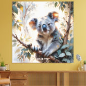 Fantasy Schattigee Koala Tree Waterverf Canvas Afdruk (Insitu (Woonkamer))