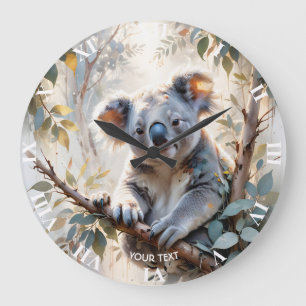 Fantasy Schattigee Koala Tree Waterverf Grote Klok