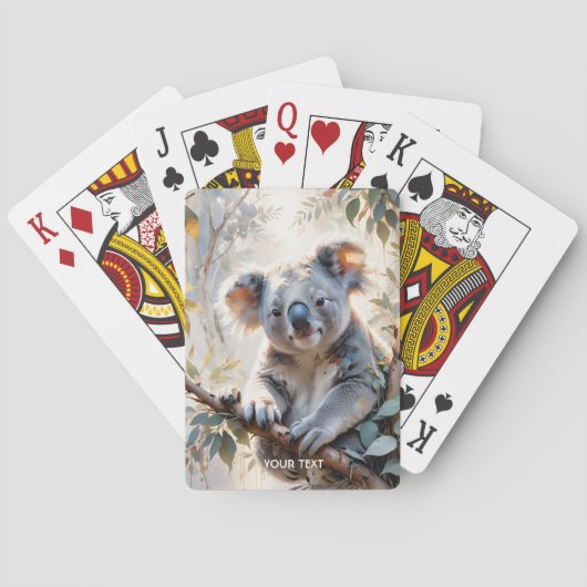 Fantasy Schattigee Koala Tree Waterverf Pokerkaarten (Achterkant)