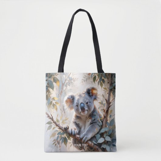 Fantasy Schattigee Koala Tree Waterverf Tote Bag (Voorkant)