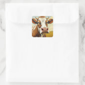 Fantasy Schattigee Koe Field Clouds Vierkante Sticker (Tas)